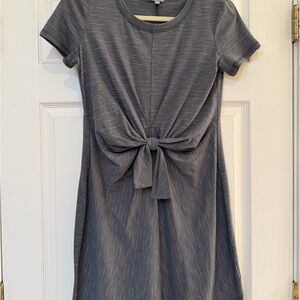 Talbots Gray Knit Tie-Front Short Sleeve Dress | Size SP